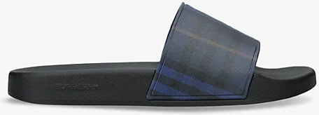 Mens Blue/Drk.C Furley Checked Rubber Sliders Eur 42 / 8 Uk Men