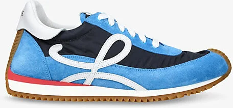 Mens Blue Flow Runner 2.0 Suede and Shell Low-Top Trainers Eur 41 / 7 Uk Men