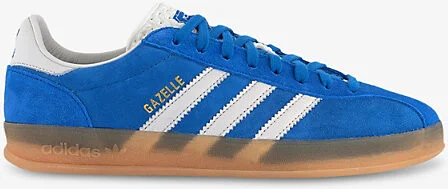 Mens Blue Gazelle Indoor Pro Suede Low-Top Trainers 12