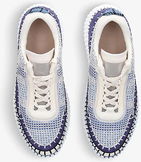 Mens Blue Other Nama Embroidered Suede and Recycled-Mesh Trainers Eur 42 / 8 Uk Men - Image 2