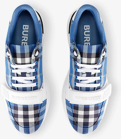 Mens Blue Other New Regis Vintage Check Canvas Trainers Eur 43.5 / 9.5 Uk Men - Image 2