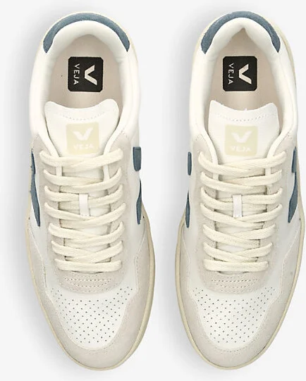 Mens Blue/Pal.C Men's V90 Logo-Embroidered Low-Top Leather Trainers Eur 46 / 12 Uk Men - Image 2