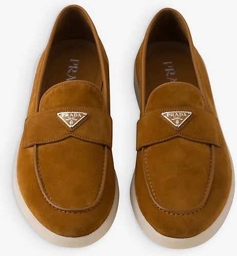 Mens Blue Triangle-Plaque Suede Loafers Eur 46 / 12 Uk Men - Image 4