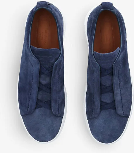 Mens Blue Triple Stitch Low-Top Suede Trainers Eur 43 / 9 Uk Men - Image 2
