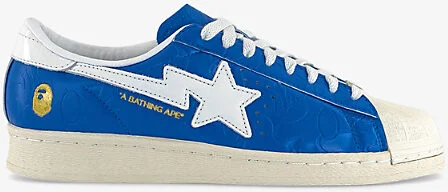 Mens Blue White Off White Adidas x Bape Superstar V Leather Low-Top Trainers Eur 46 / 12 Uk Men