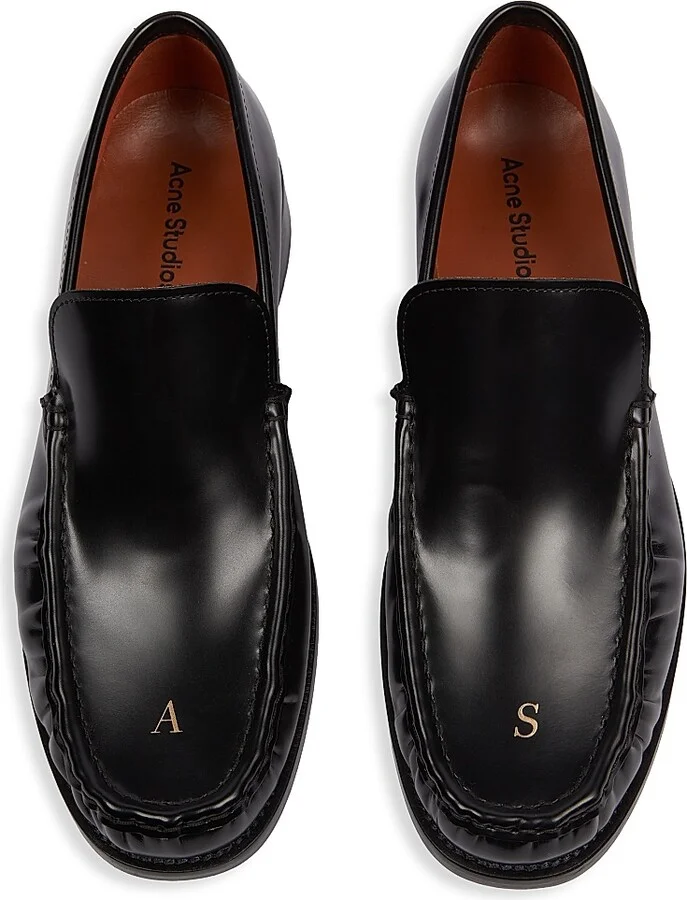 Men's Boafer Leather Loafers - Black - Size 12 - Image 5