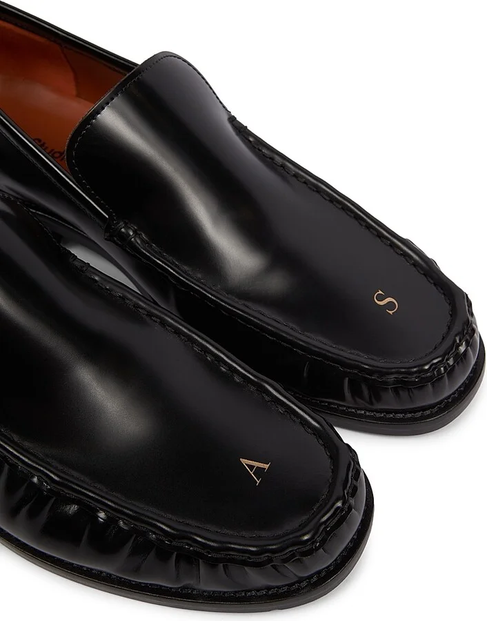 Men's Boafer Leather Loafers - Black - Size 12 - Image 6