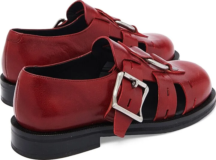 Men's Bondage Belt Leather Sandals - Red - Size 7 - Image 3