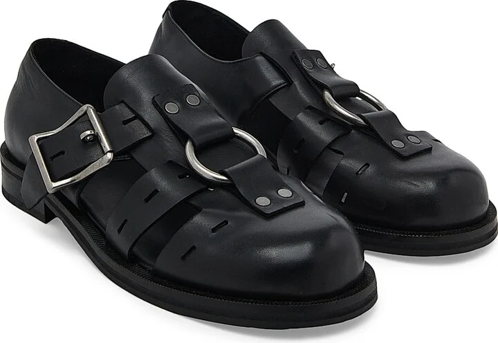 Men's Bondage Belt Leather Sandals - Red - Size 7 - Image 5