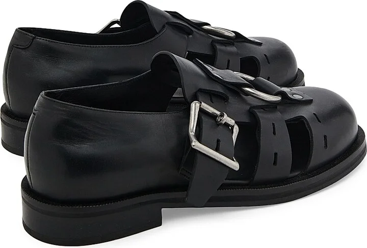 Men's Bondage Belt Leather Sandals - Red - Size 7 - Image 6