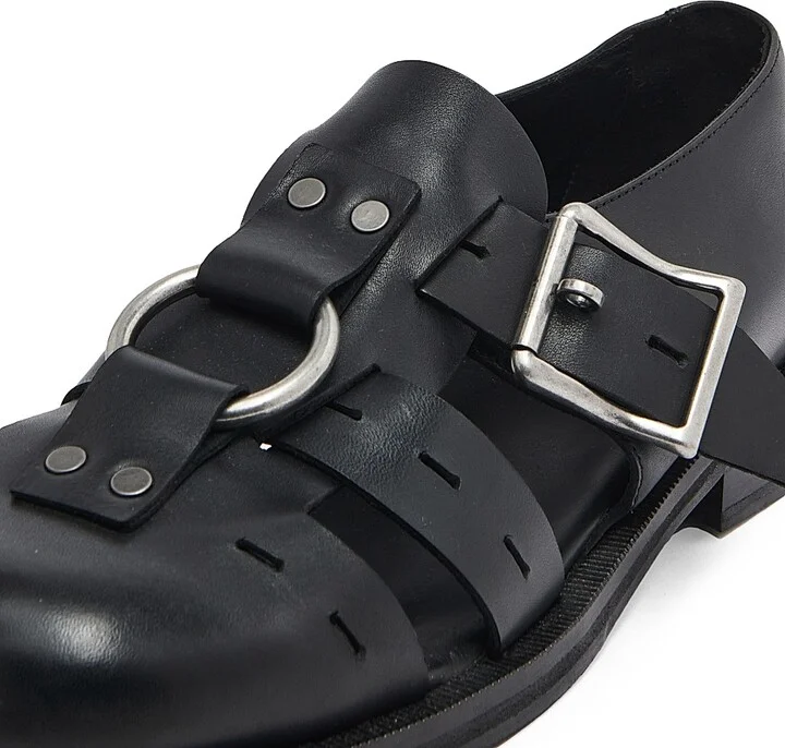 Men's Bondage Belt Leather Sandals - Red - Size 7 - Image 7