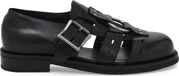 Men's Bondage Belt Leather Sandals - Red - Size 7 - Image 8
