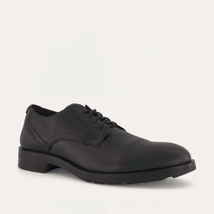 Men's Bondos Oxford Shoes - Medium In Jet Black Leather