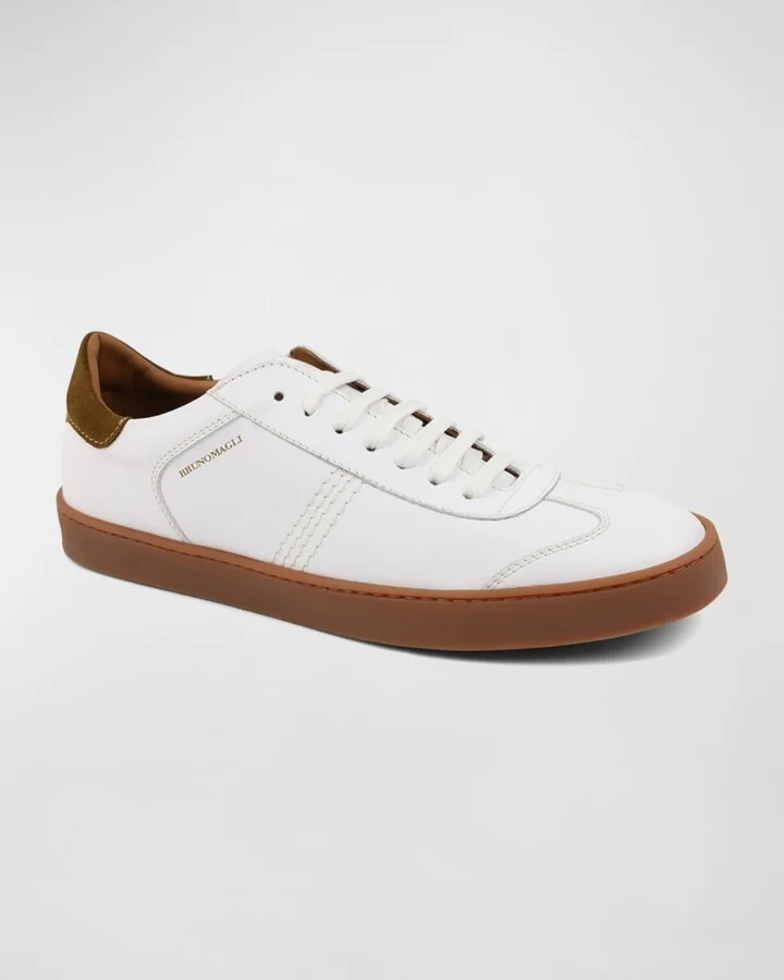 Men's Bono Calf Leather Low-Top Sneakers, White - Image 2