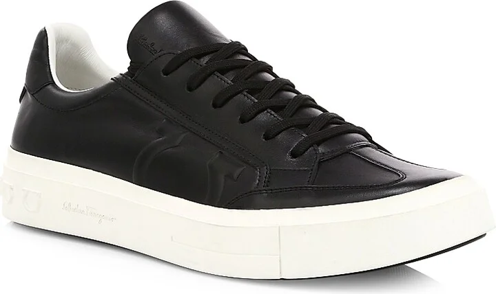 Men's Borg Quilted Logo Leather Runners - Black - Size 5.5 - Image 2