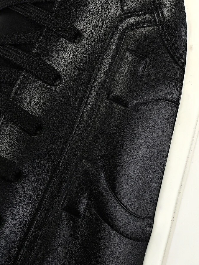 Men's Borg Quilted Logo Leather Runners - Black - Size 5.5 - Image 6