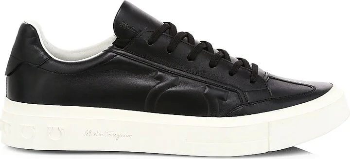 Men's Borg Quilted Logo Leather Runners - Black - Size 5.5
