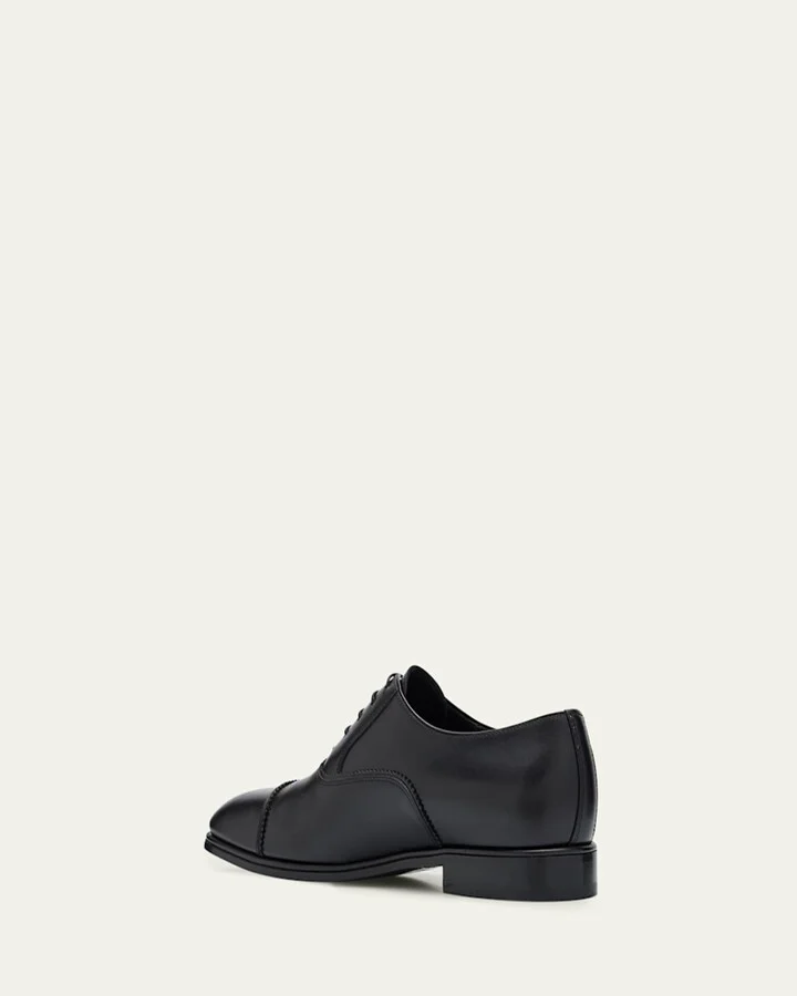 Men's Boston Brogue Leather Cap-Toe Oxfords - Image 4