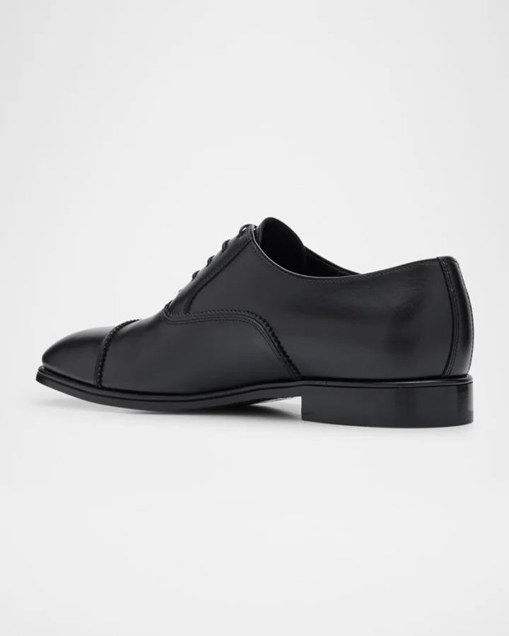 Men's Boston Brogue Leather Cap-Toe Oxfords - Image 2