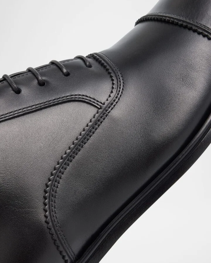 Men's Boston Brogue Leather Cap-Toe Oxfords - Image 5