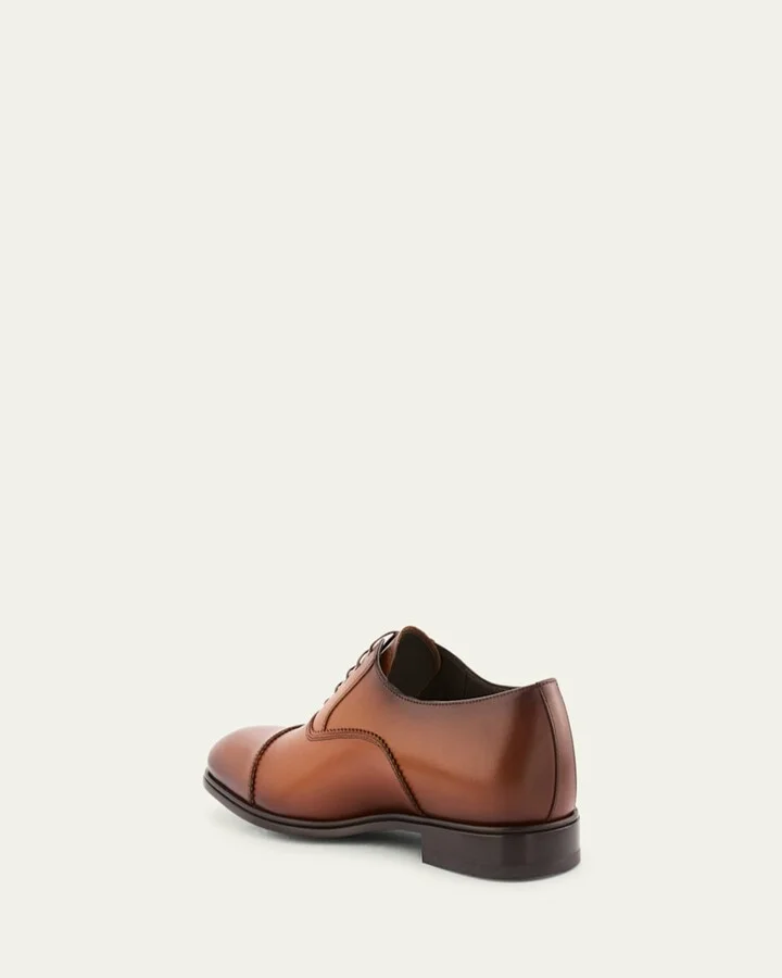 Men's Boston Brogue Leather Cap-Toe Oxfords - Image 2