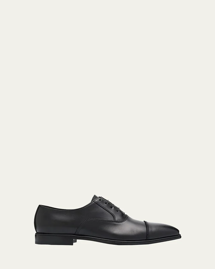 Men's Boston Brogue Leather Cap-Toe Oxfords