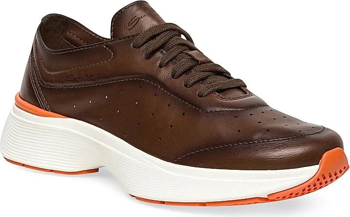 Men's Bounce Leather Low-Top Sneakers - Brown - Size 7 - Image 2