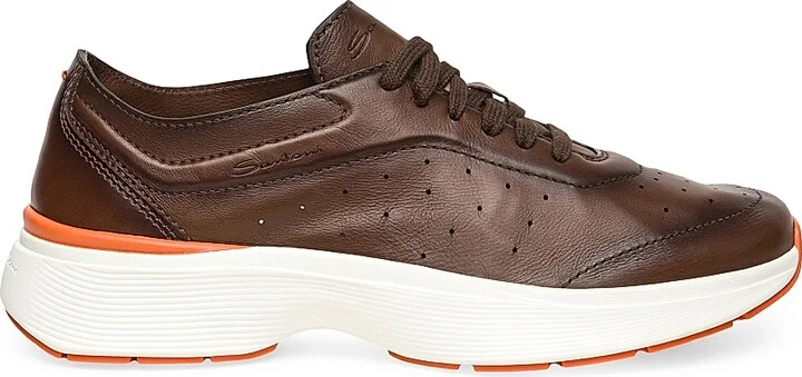 Men's Bounce Leather Low-Top Sneakers - Brown - Size 7