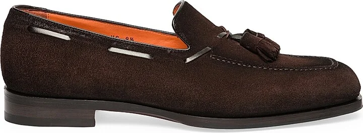 Men's Brando Tassel Suede Loafers - Dark Brown - Size 9
