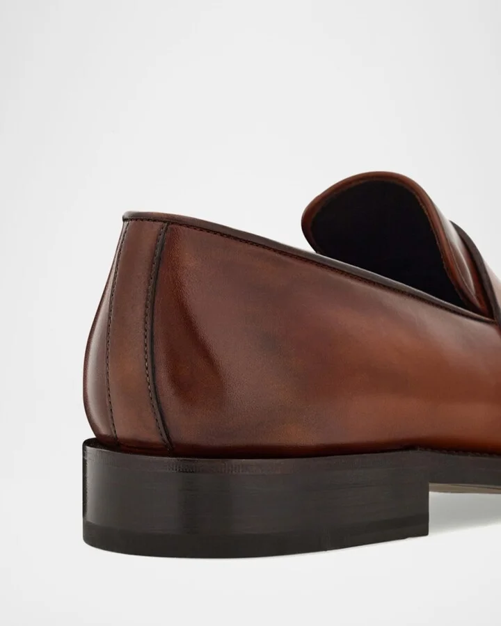 Men's Brandy Tramezza Leather Penny Loafers - Image 4