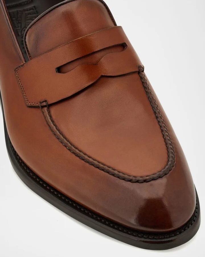 Men's Brandy Tramezza Leather Penny Loafers - Image 5