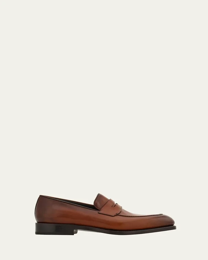 Men's Brandy Tramezza Leather Penny Loafers