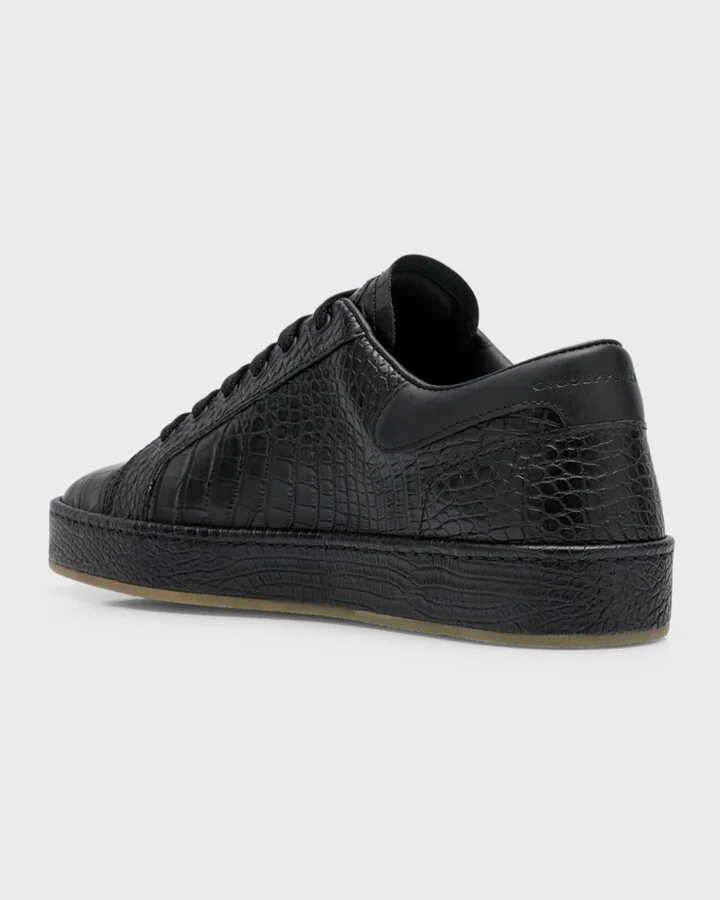Men's Brazileiro Croc-Effect Leather Low-Top Sneakers - Image 8