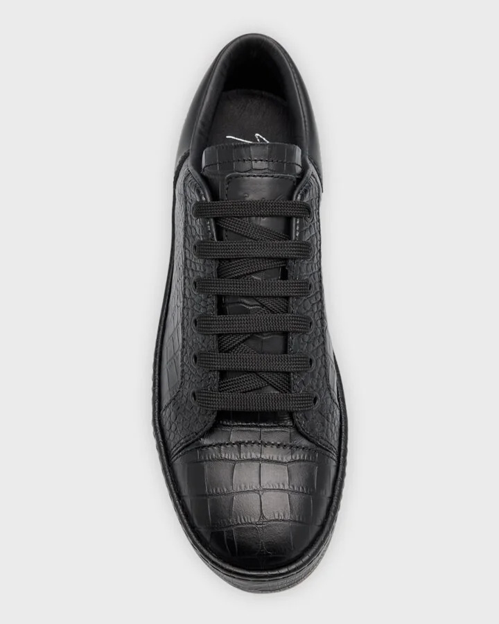 Men's Brazileiro Croc-Effect Leather Low-Top Sneakers - Image 9
