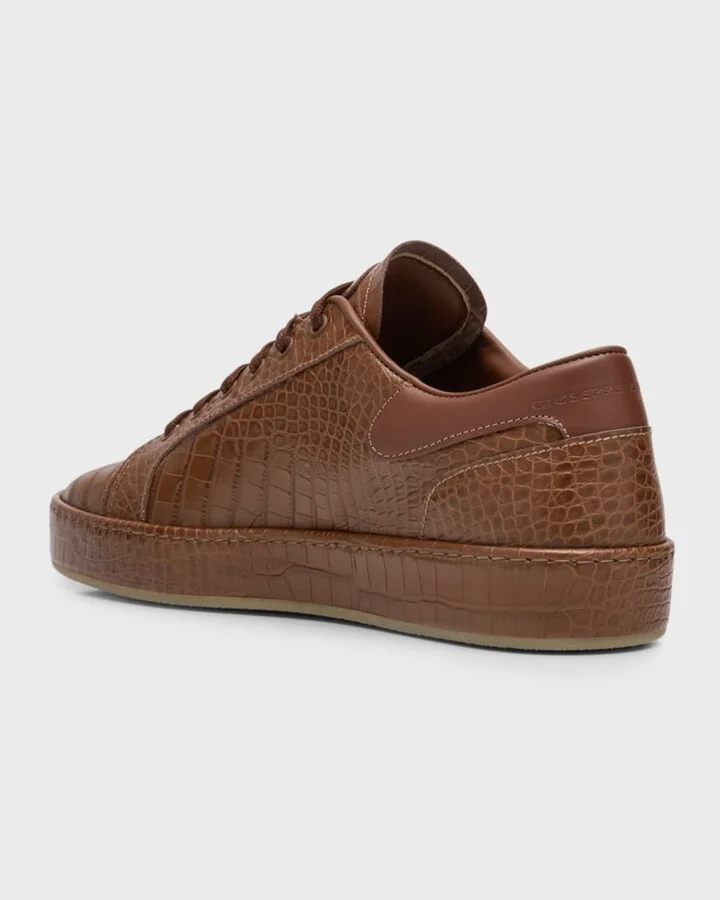 Men's Brazileiro Croc-Effect Leather Low-Top Sneakers - Image 10