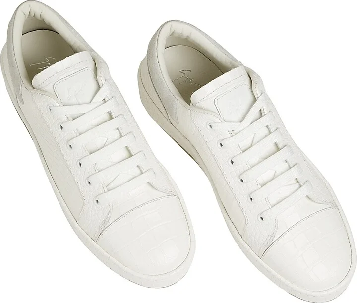 Men's Brazilieiro Axia Embossed-Leather Sneakers - Bianco - Size 7 - Image 4