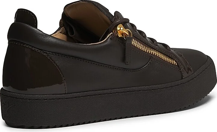 Men's Briel Side Zip Leather Low-Top Sneakers - Nero - Size 6 - Image 6