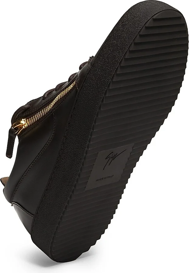 Men's Briel Side Zip Leather Low-Top Sneakers - Nero - Size 6 - Image 9