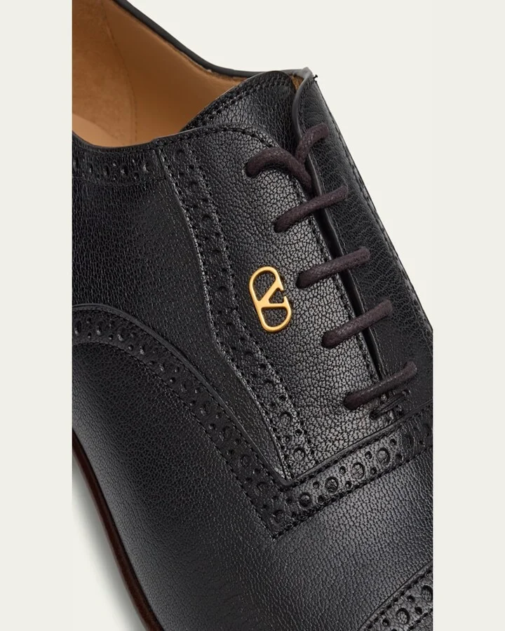 Men's Brogue Cap-Toe Leather Oxfords - Image 4