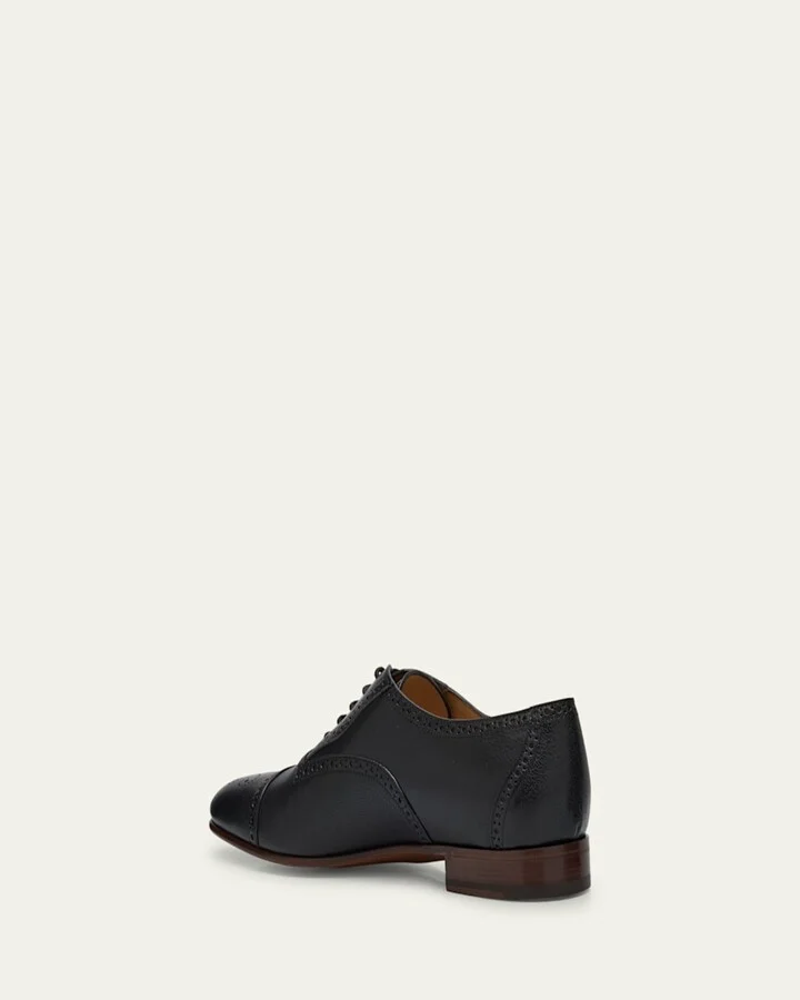 Men's Brogue Cap-Toe Leather Oxfords - Image 7
