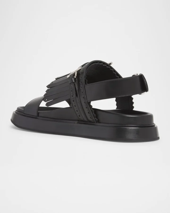Men's Brogue Fringe Leather Sandals - Image 7