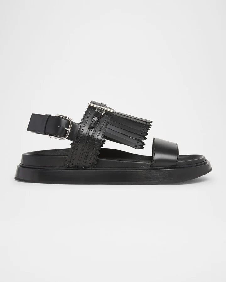 Men's Brogue Fringe Leather Sandals