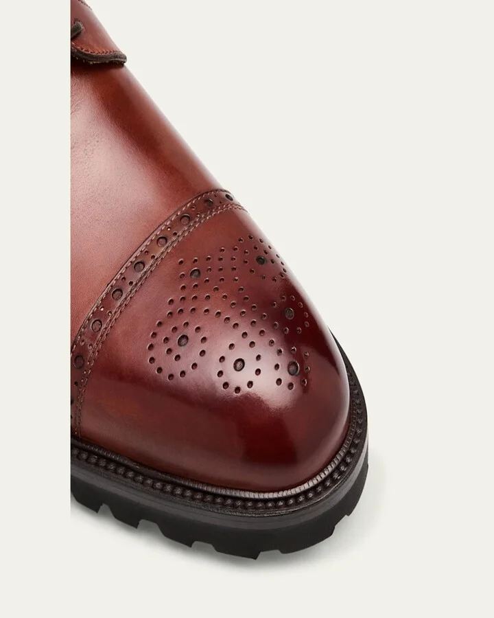 Men's Brogue Leather Lug-Sole Derby Shoes - Image 2