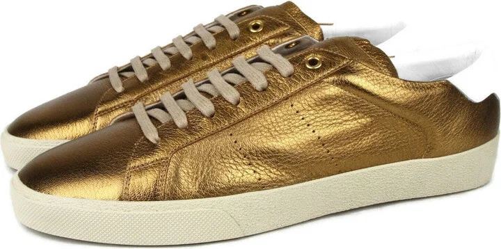 Men's Bronze Metallic Leather SL06 Sneakers (42 EU / 9 US) - Image 5