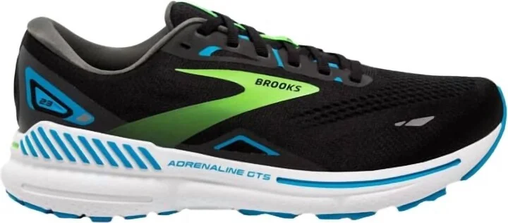 Men's Brooks Adrenaline Gts 23 Running Shoe In Black/hawaiian/green