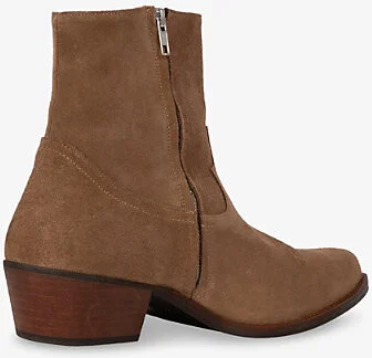 Mens Brown Almond-Toe Western Suede Heeled Ankle Boots Eur 45 / 11 Uk Men - Image 2