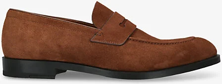 Mens Brown Classic Suede Penny Loafers Eur 45 / 11 Uk Men