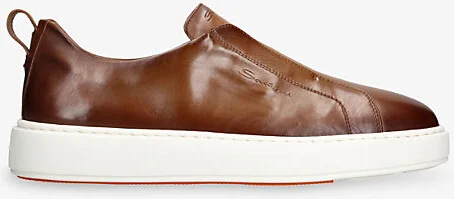 Mens Brown Clean Icon Victory Leather Low-Top Trainers Eur 39 / 5 Uk Men