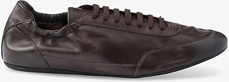 Mens Brown Collapse Leather Low-Top Trainers Eur 45.5 / 11.5 Uk Men