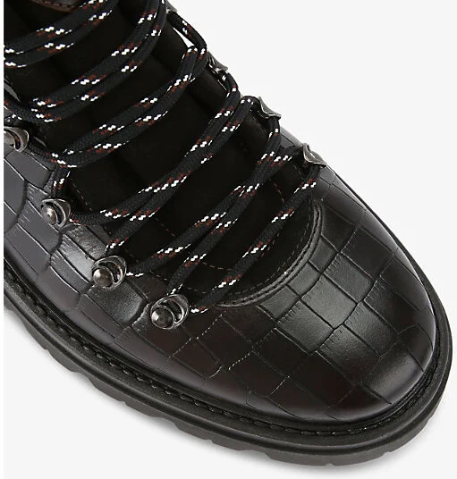 Mens Brown Coniston Lace-Up Embossed-Leather Ankle Boots Eur 45 / 11 Uk Men - Image 2